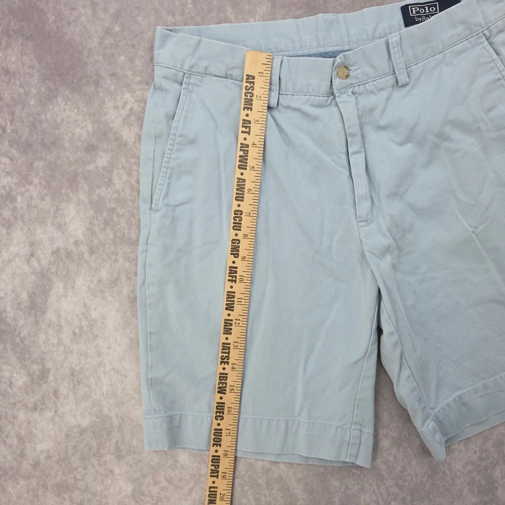 Polo Ralph Lauren Mens 32W Shorts Classic Fit 9 Inch Light Blue Cotton Twill